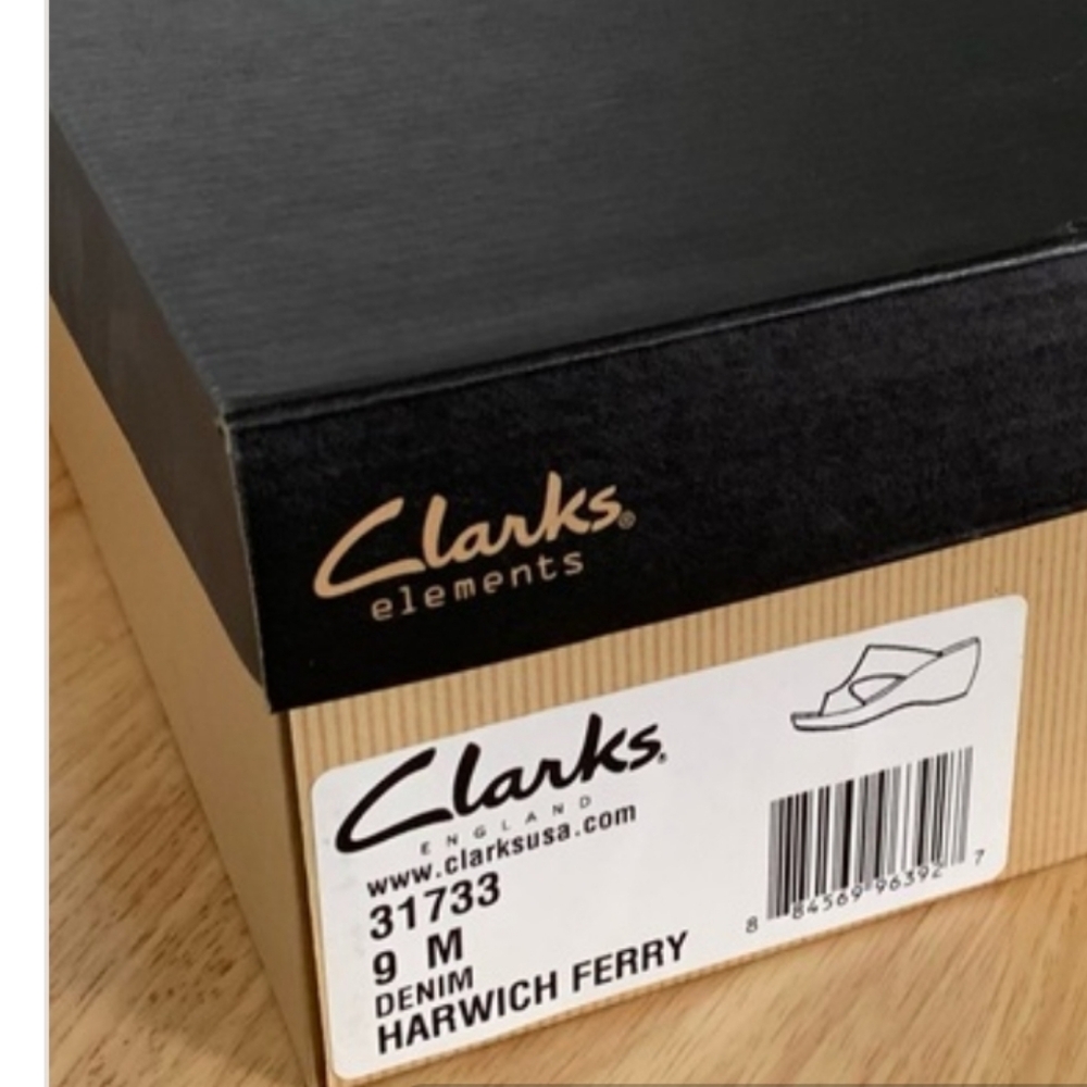 Clarks Cream and Blue Denim Wedge Shoes - Picture 6 of 15